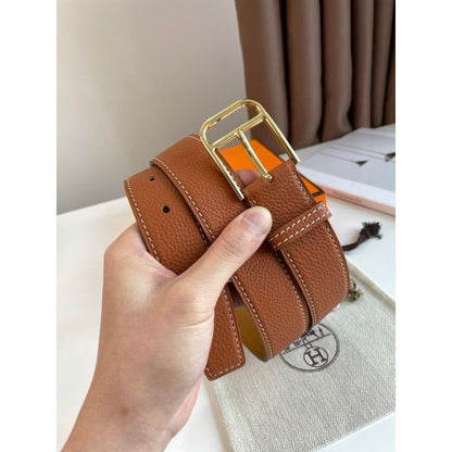 HERM Romain 35MM Belt in Gold Clemence Leather