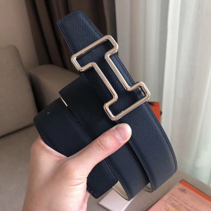 HERM Tonight 38MM Reversible Belt In Navy/White Epsom Leather