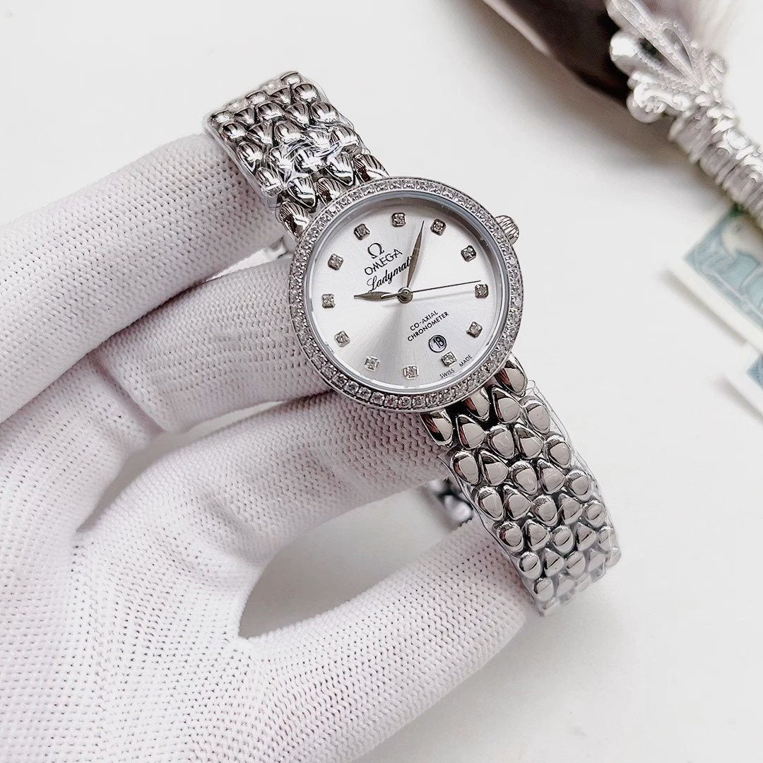 OMEGA White Dial Silver Bracelet Watch
